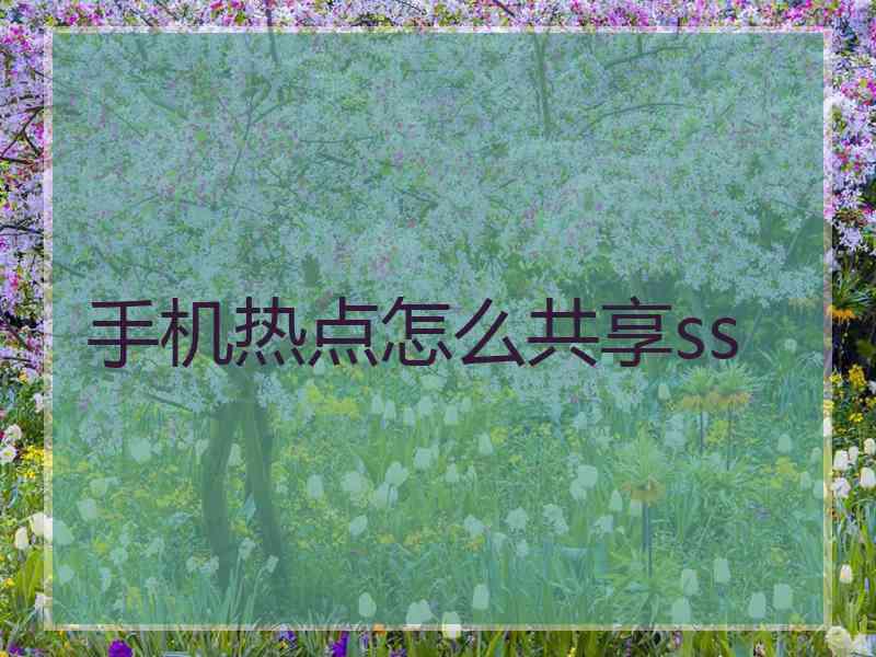 手机热点怎么共享ss