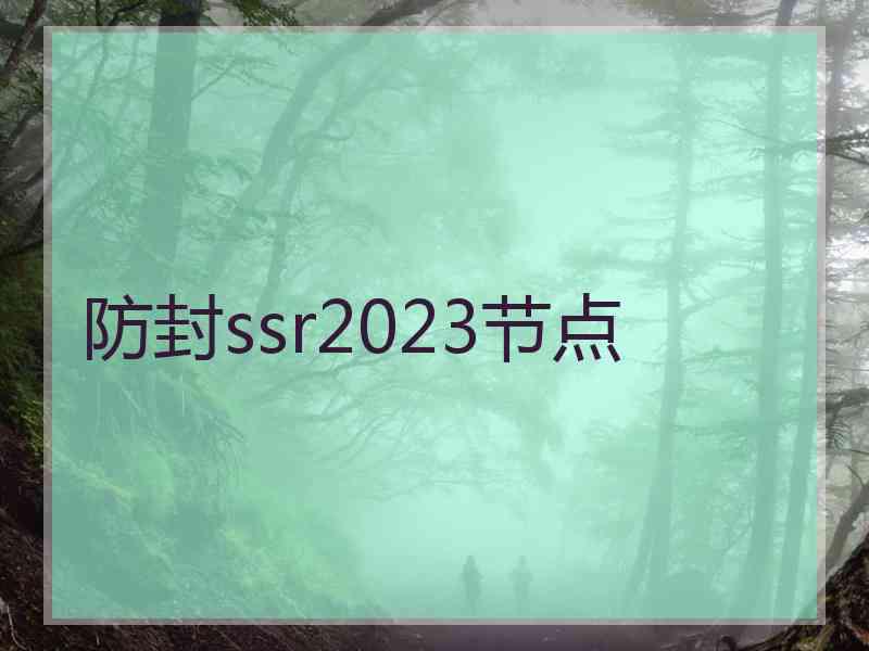 防封ssr2023节点