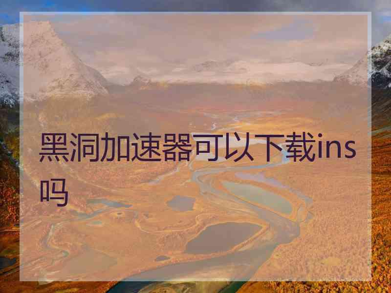 黑洞加速器可以下载ins吗