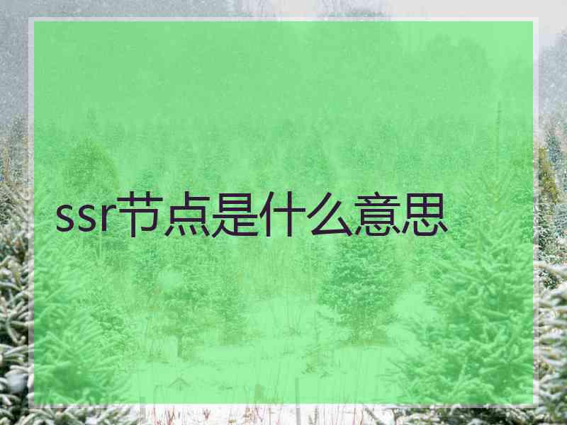 ssr节点是什么意思