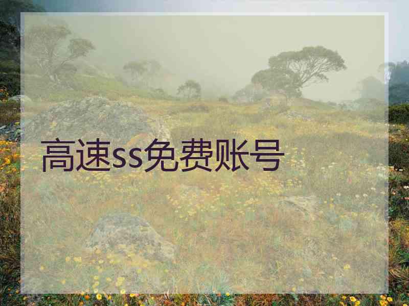 高速ss免费账号