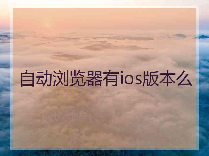 自动浏览器有ios版本么